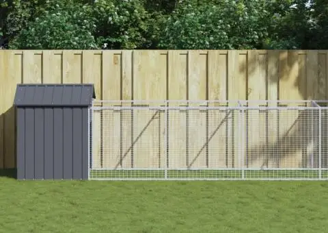 Cușcă câine cu acoperiș antracit 117x1221x123cm oțel galvanizat - 1/5