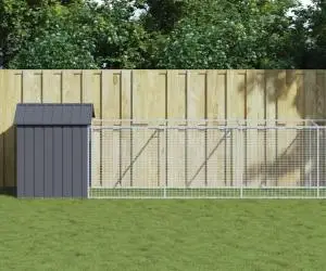 vidaXL Cușcă câine cu acoperiș antracit 117x1221x123cm oțel galvanizat
