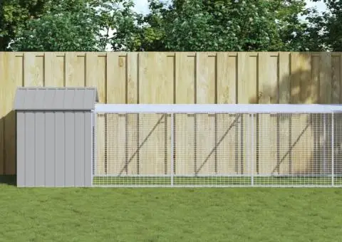 Coteț pui cu incintă gri deschis 117x1017x123cm oțel galvanizat - 1/5