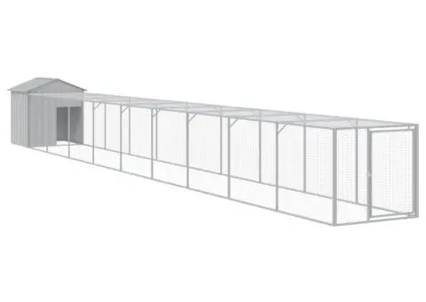 Coteț pui cu incintă gri deschis 117x1017x123cm oțel galvanizat - 2/5