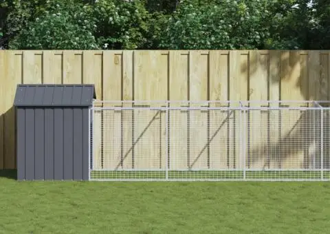 Cușcă câine cu acoperiș antracit 117x813x123 cm oțel galvanizat - 1/5