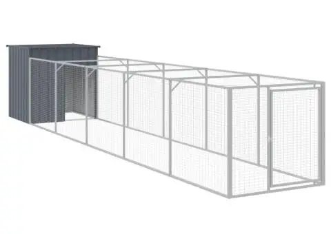 Cușcă câine cu țarc antracit 110x609x110 cm oțel galvanizat - 2/5