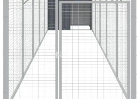 Cușcă câine cu țarc antracit 110x609x110 cm oțel galvanizat - 3/5