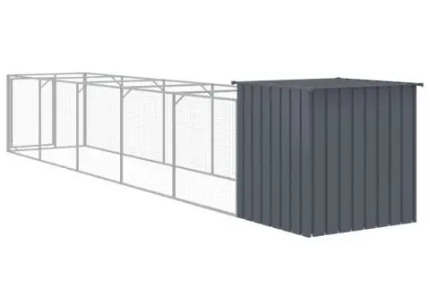 Cușcă câine cu țarc antracit 110x609x110 cm oțel galvanizat - 5/5