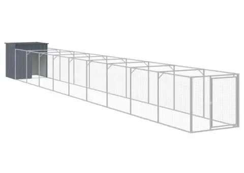 Cușcă câine cu țarc antracit 110x1017x110 cm oțel galvanizat - 2/5