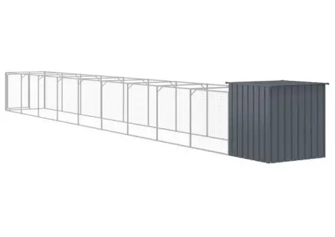 Cușcă câine cu țarc antracit 110x1017x110 cm oțel galvanizat - 5/5