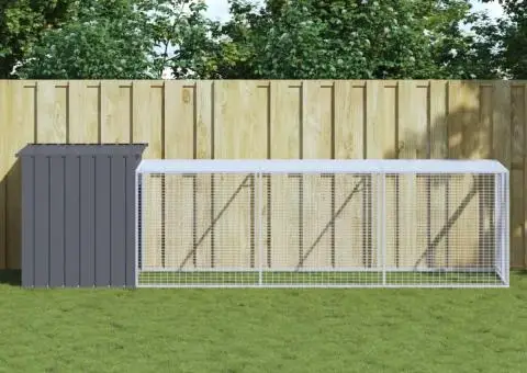 Coteț de pui cu incintă antracit 110x405x110 cm oțel galvanizat - 1/5