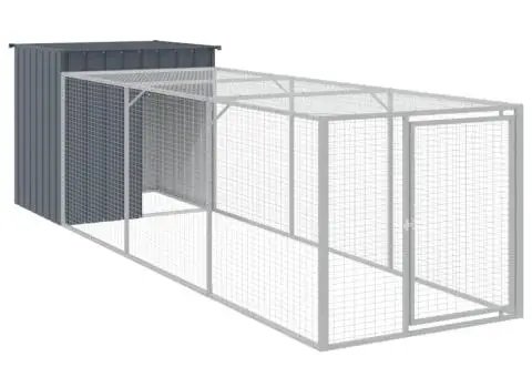 Coteț de pui cu incintă antracit 110x405x110 cm oțel galvanizat - 2/5