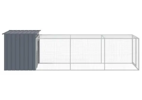 Coteț de pui cu incintă antracit 110x405x110 cm oțel galvanizat - 4/5