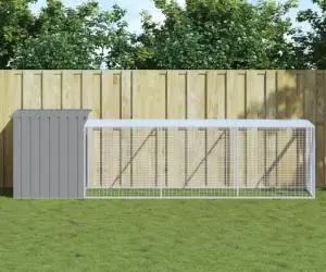 vidaXL Coteț pui cu incintă gri deschis 110x405x110 cm oțel galvanizat