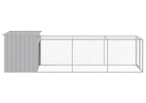 Coteț pui cu incintă gri deschis 110x405x110 cm oțel galvanizat - 4/5