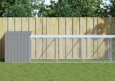 Coteț pui cu incintă gri deschis 110x813x110 cm oțel galvanizat - 1/5