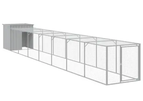 Coteț pui cu incintă gri deschis 110x813x110 cm oțel galvanizat - 2/5