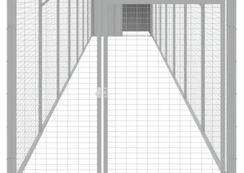 Coteț pui cu incintă gri deschis 110x813x110 cm oțel galvanizat - 3/5