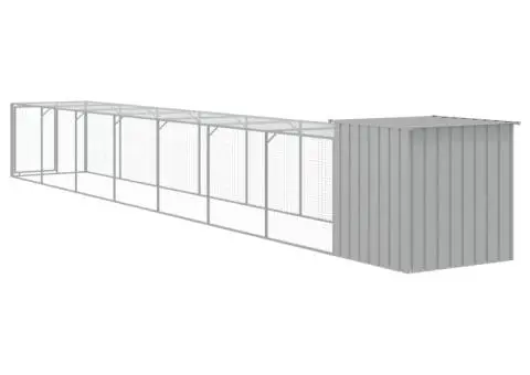Coteț pui cu incintă gri deschis 110x813x110 cm oțel galvanizat - 5/5