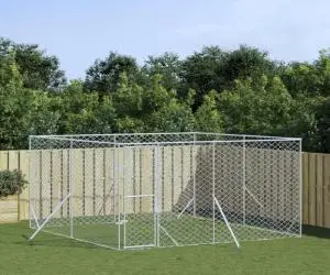 vidaXL Padoc de exterior pentru câini argintiu 4x4x2 m oțel galvanizat