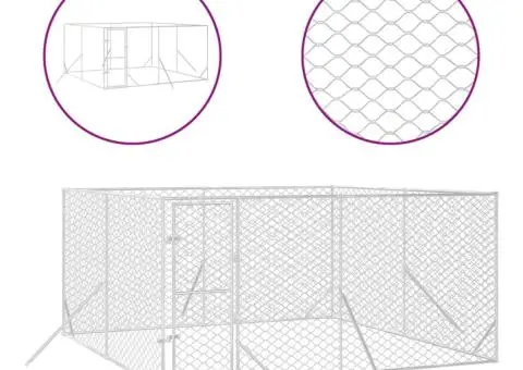 Padoc de exterior pentru câini argintiu 4x4x2 m oțel galvanizat - 2/4