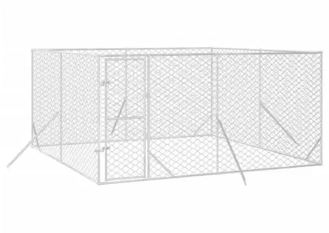 Padoc de exterior pentru câini argintiu 4x4x2 m oțel galvanizat - 3/4