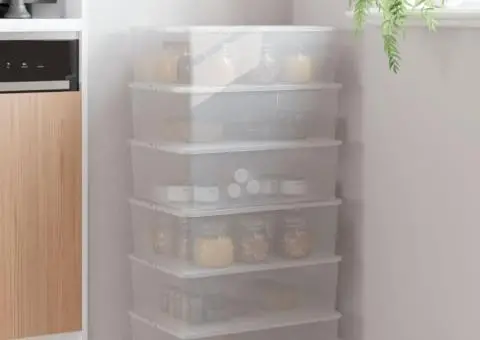 Cutii de depozitare din plastic, 6 buc., 10 L, stivuibile - 1/5