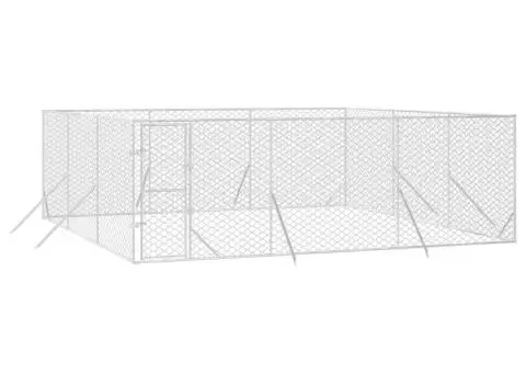 Padoc de exterior pentru câini argintiu 6x6x2 m oțel galvanizat - 3/4