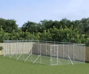 vidaXL Padoc de exterior pentru câini argintiu 4x12x2m oțel galvanizat