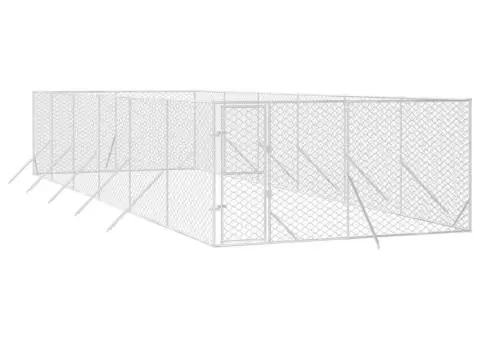 Padoc de exterior pentru câini argintiu 4x12x2m oțel galvanizat - 3/4