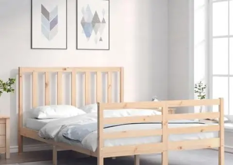 Cadru de pat fără saltea, 120x200 cm, lemn masiv pin - 1/5