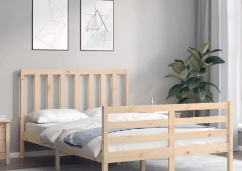 Cadru de pat fără saltea, 120x200 cm, lemn masiv pin - 3/5