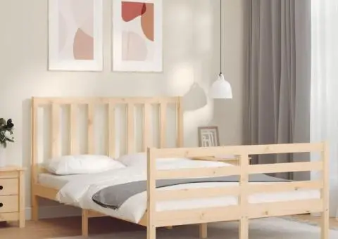 Cadru de pat fără saltea, 140x200 cm, lemn masiv pin - 1/5