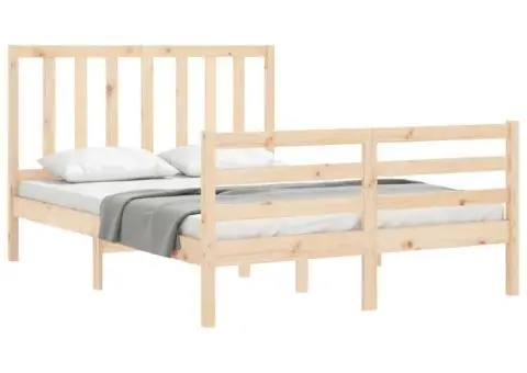 Cadru de pat fără saltea, 140x200 cm, lemn masiv pin - 4/5