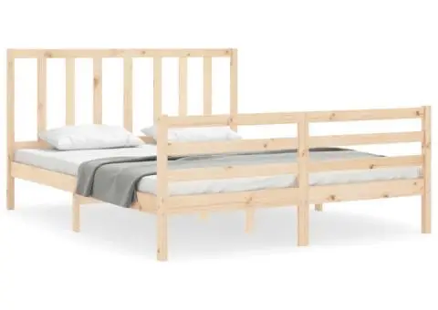 Cadru de pat cu tăblie, king size, lemn masiv - 2/5