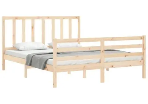 Cadru de pat cu tăblie, king size, lemn masiv - 4/5