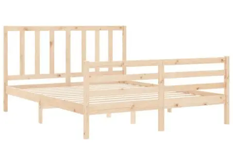 Cadru de pat cu tăblie, king size, lemn masiv - 5/5