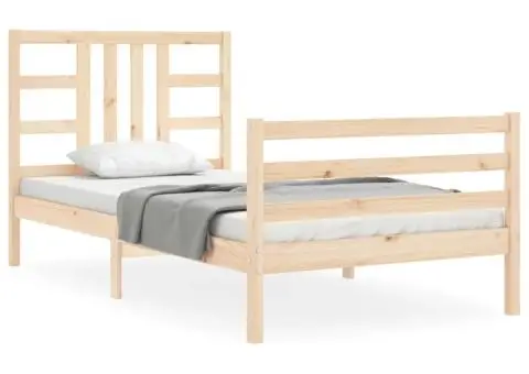 Cadru pat fără saltea, 100x200 cm, lemn masiv pin - 2/5