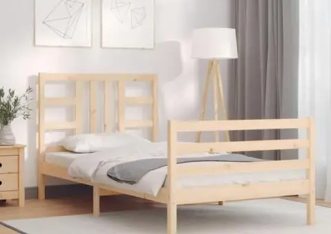 Cadru pat fără saltea, 100x200 cm, lemn masiv pin - 3/5