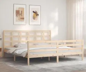 vidaXL Cadru pat cu tăblie 200x200 cm, lemn masiv de pin