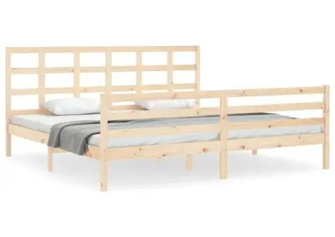 Cadru pat cu tăblie 200x200 cm, lemn masiv de pin - 2/5