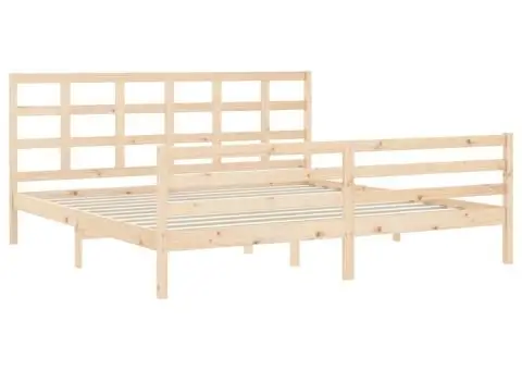 Cadru pat cu tăblie 200x200 cm, lemn masiv de pin - 5/5