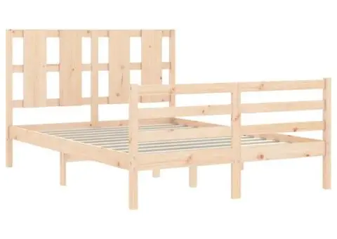 Cadru de pat cu tăblie, dublu mic, lemn masiv - 5/5