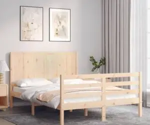 vidaXL Cadru de pat cu tăblie, 120x200 cm, lemn masiv