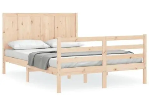 Cadru de pat cu tăblie, 120x200 cm, lemn masiv - 2/5