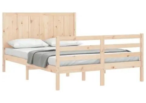 Cadru de pat cu tăblie, 120x200 cm, lemn masiv - 4/5