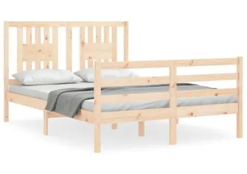 Cadru de pat cu tăblie, dublu mic, lemn masiv - 2/5