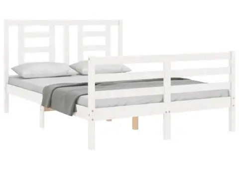 Cadru de pat cu tăblie dublu mic, lemn masiv - 4/5