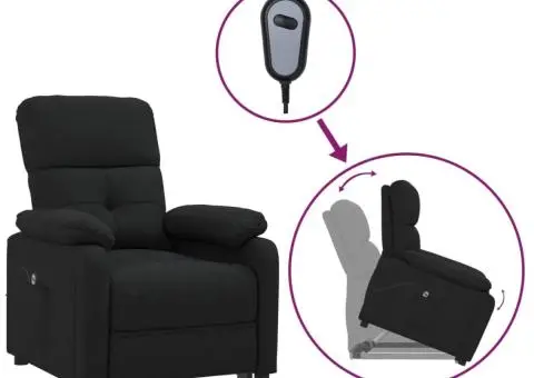 Fotoliu cu ridicare, negru, material textil - 2/5