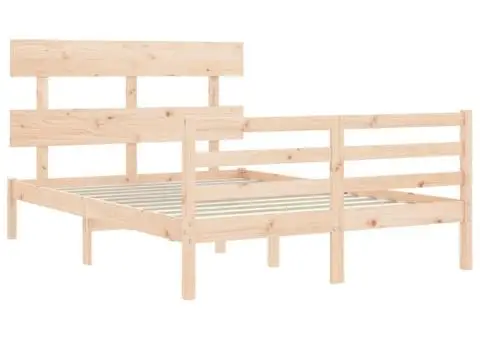 Cadru de pat cu tăblie, dublu mic, lemn masiv - 5/5