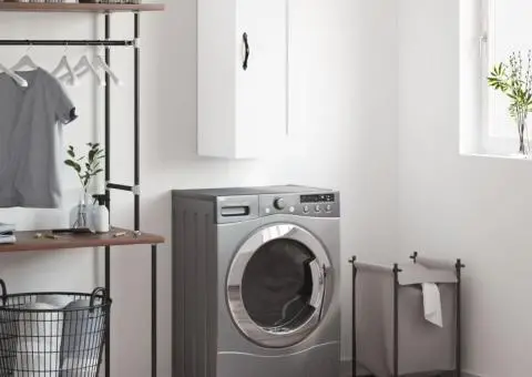 Dulap de perete, alb, 34,5x34x90 cm, lemn prelucrat - 1/5