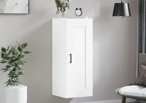 Dulap de perete, alb, 34,5x34x90 cm, lemn prelucrat - 3/5