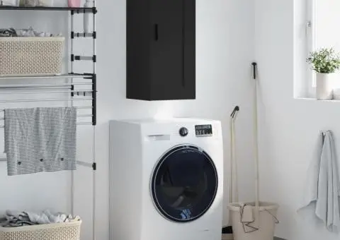 Dulap de perete, negru, 34,5x34x90 cm, lemn prelucrat - 1/5