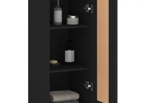 Dulap de perete, negru, 34,5x34x90 cm, lemn prelucrat - 5/5